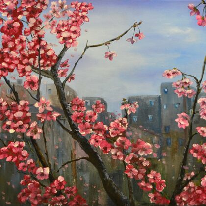 Cherry blossom. size 40x50, oil, canvas