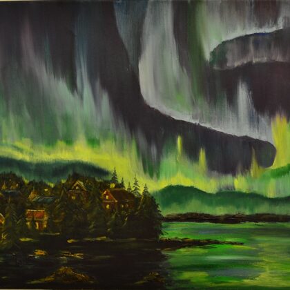 Northern lights. size 40x50, oil, canvas