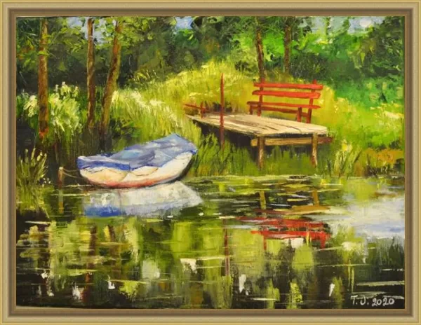 By the lake. Oil, Canvas 30x40 cm