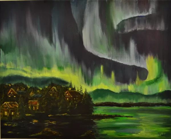 Northern lights. size 40x50, oil, canvas